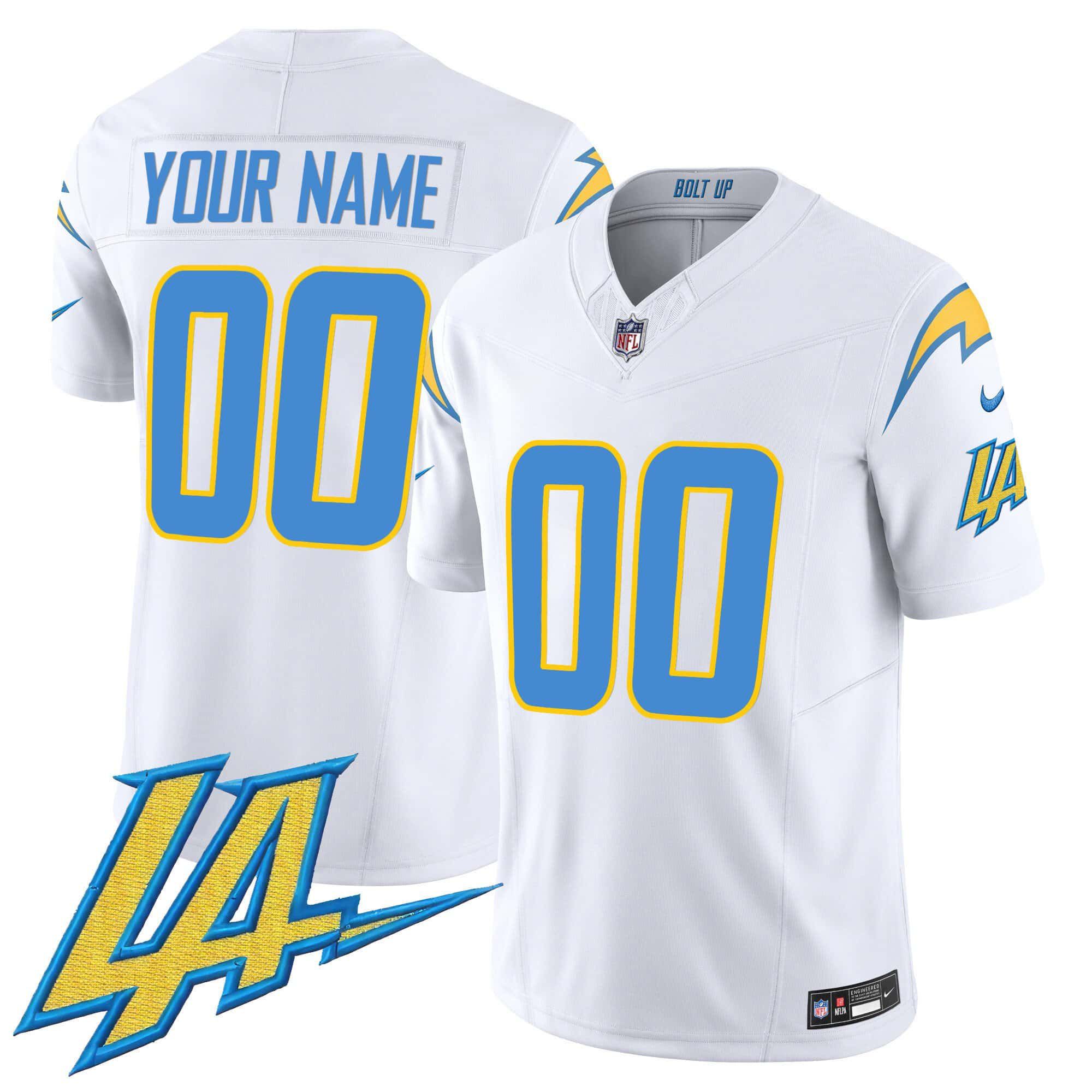 Men Los Angeles Chargers White 2024 Nike Vapor Limited Custom NFL Jersey->women nfl jersey->Women Jersey